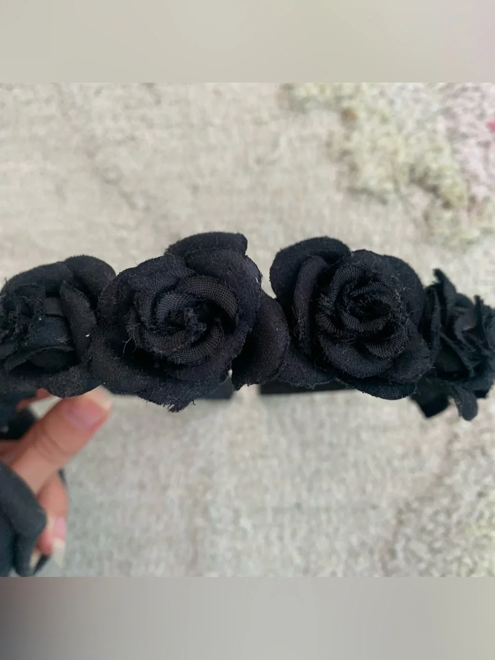 Gothic Black Fabric Rose Flower Crown Headband